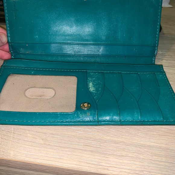 Cole Haan Bags Cole Haan Green Leather Wallet Gold Logo Poshmark